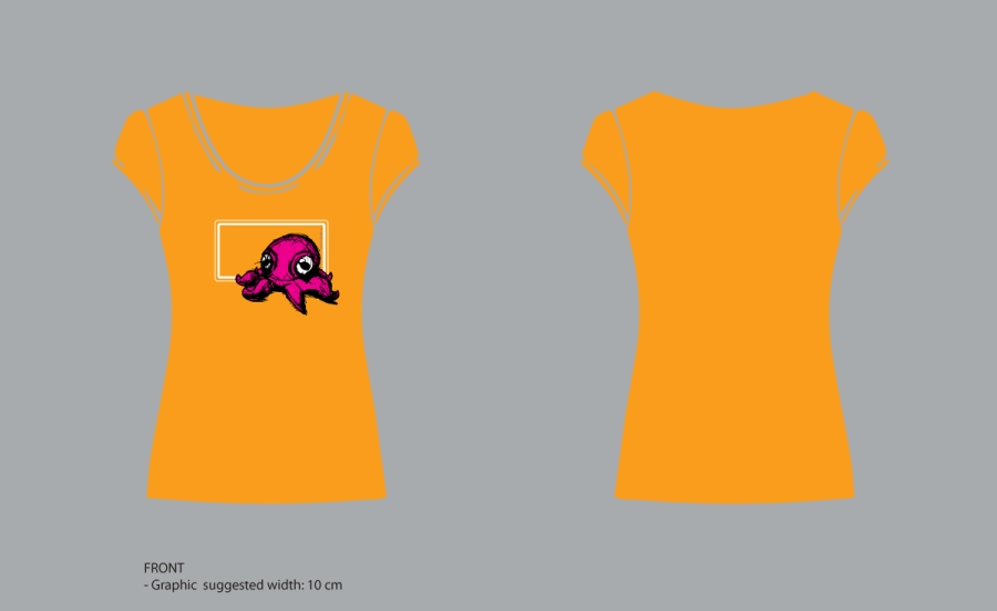 T-shirt orange octopus in square